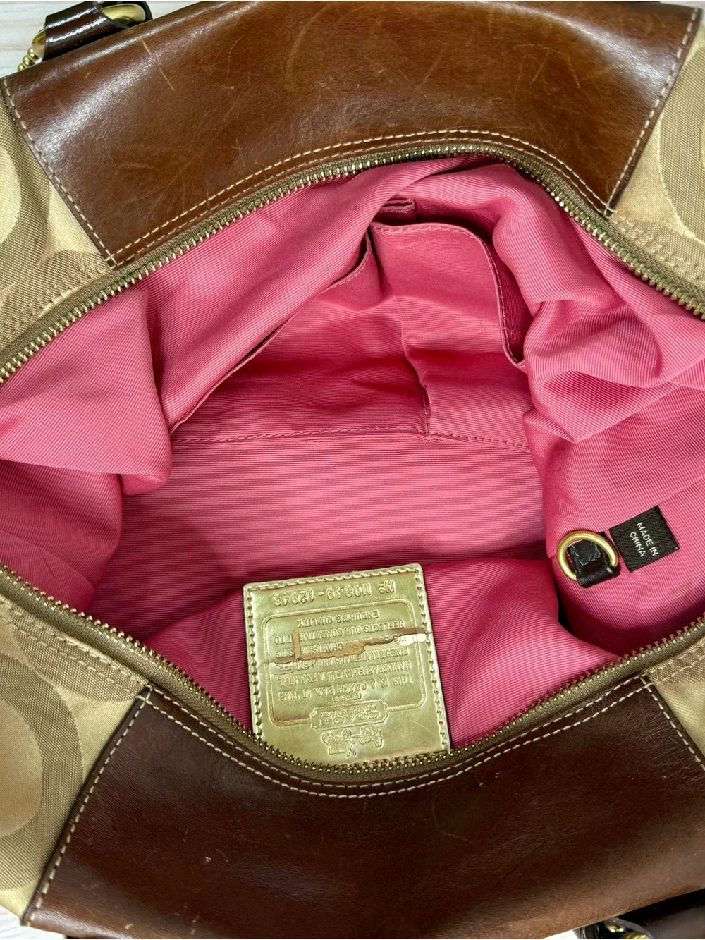 COACH Brown & Tan Signature Shoulder Satchel